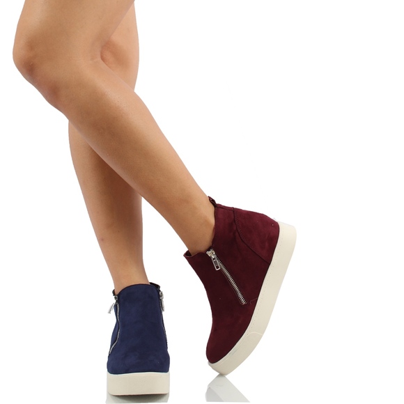 Vino Faux Suede Hidden Wedge Rubber Sole Sneaker - Picture 7 of 7